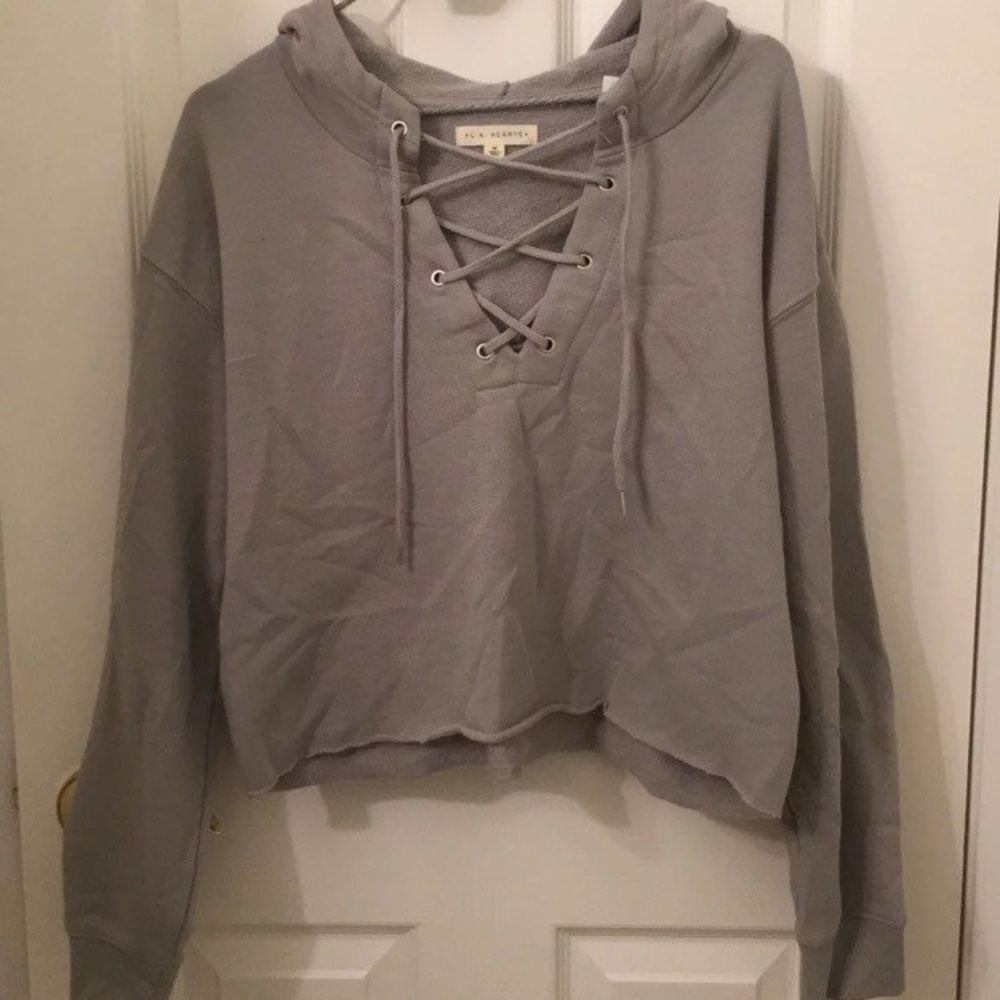 Pacsun Cropped Lace Up Hoodie